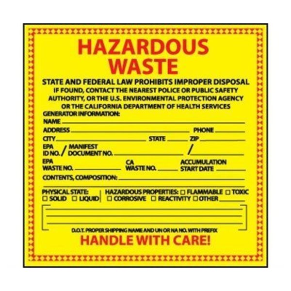 Nmc California Hazardous Waste Label HW16